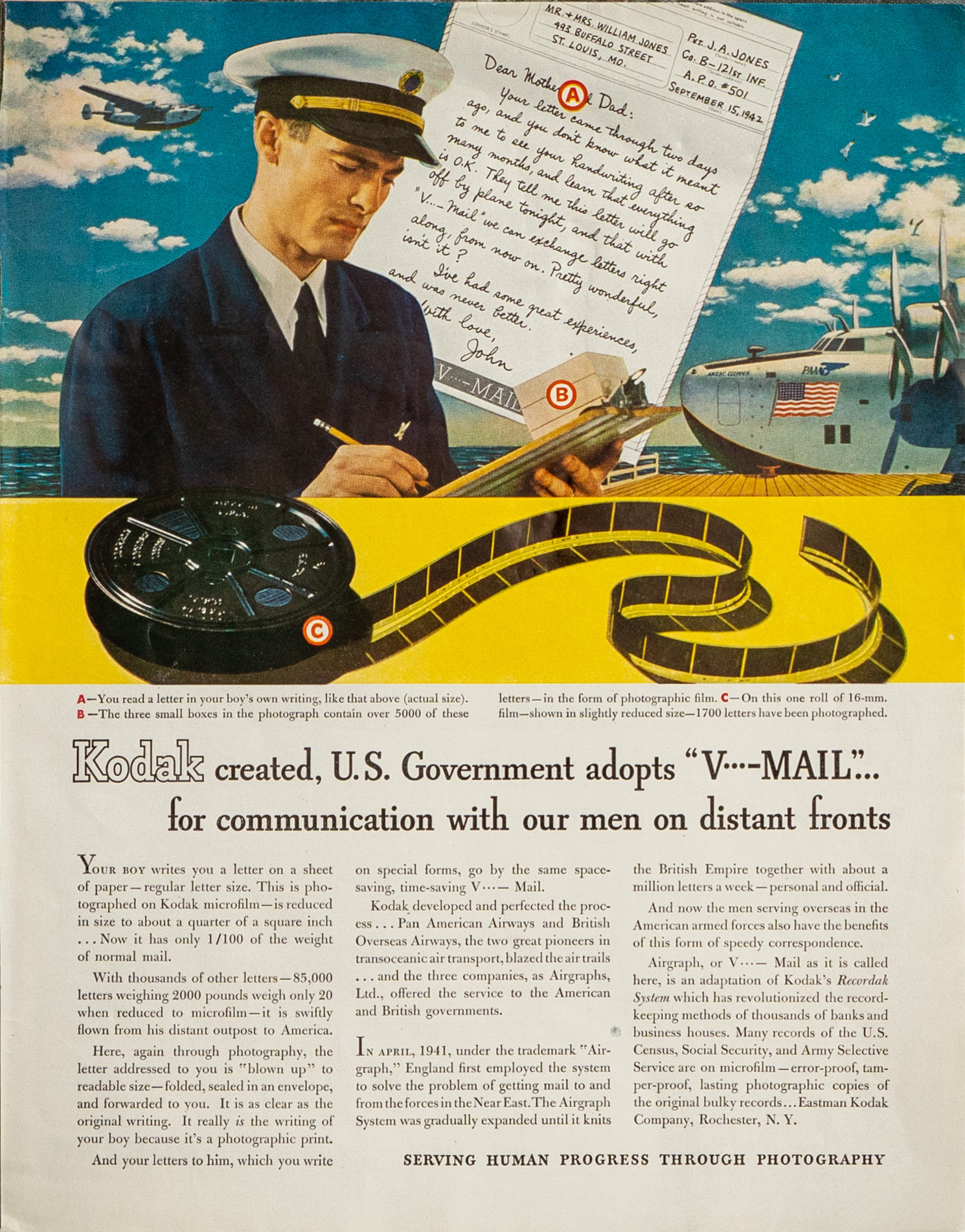 Kodak Created, U.S. Government Adopts V-Mail