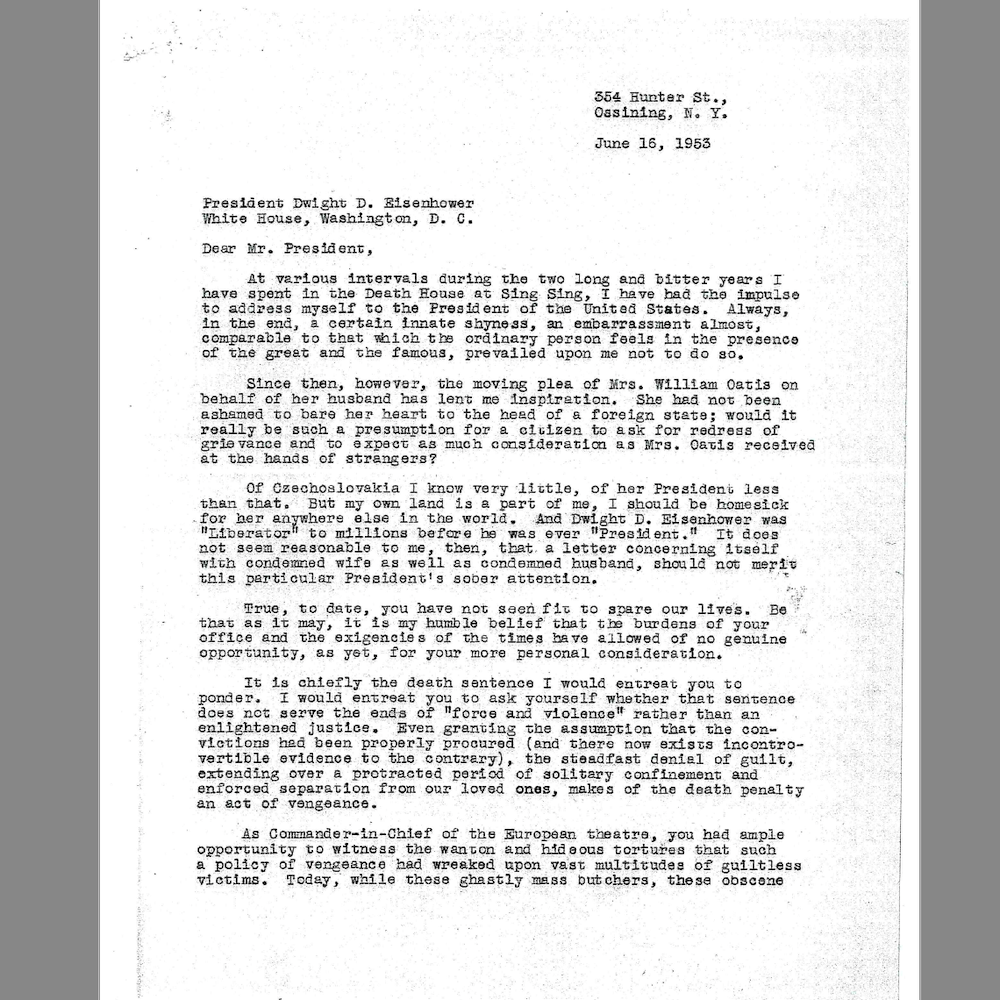 Letter from Ethel Rosenberg to DDE