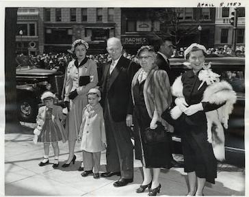 Easter, 1953. Eisenhower family arrives to church.