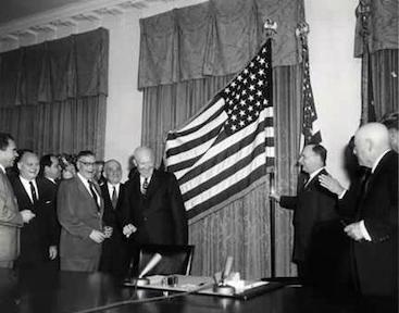 January 3, 1959 - Unfurling of the new 49-star flag.
