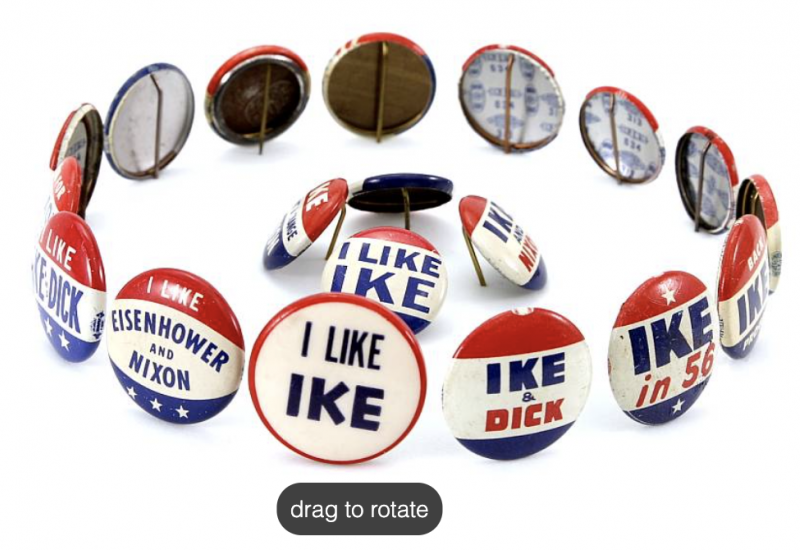 3D artifact photo example of Eisenhower campaign buttons